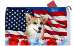 Corgi Pembroke Welsh Fawn/White - Best of Breed Patriotic Mailbox Cover Hi-Grade Vinyl 6" x 19"