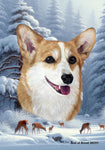 Corgi Pembroke Welsh Fawn/White - Best of Breed  Winter Wonderland Outdoor House and Garden Flag