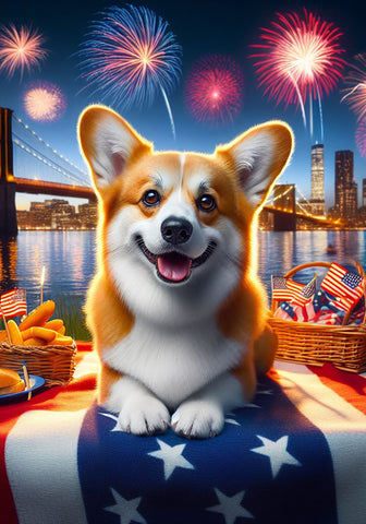 Corgi Pembroke Fawn - Best of Breed DCR July 4 Outdoor Flag