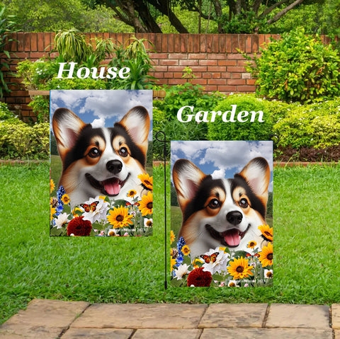 Corgi Pembroke Welsh Open Tri - Best of Breed  Summer Fields  House Outdoor House and Garden Flag