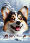 Corgi Pembroke Welsh Open Tri - Best of Breed  Winter Wonderland  House Outdoor House and Garden Flag