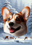 Corgi Pembroke Welsh Red/White - Best of Breed  Winter Wonderland Outdoor House and Garden Flag