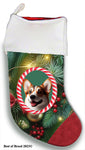 Corgi Pembroke Welsh Red/White - Best of Breed  Christmas Stocking 13.5"  Red Gaming Cloth with Red Lining ,Plush White Cuff