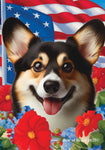 Corgi Pembroke Welsh Tri - Best of Breed  Patriotic I All-American Outdoor House and Garden Flag