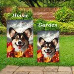 Corgi Pembroke Welsh Tri - Best of Breed  Fall Leaves Outdoor House and Garden Flag