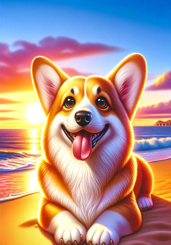Corgi Pembroke Fawn -  Best of Breed DCR Summer Sunset Outdoor House and Garden Flag