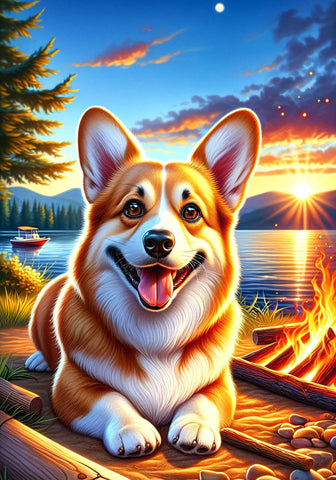 Corgi Pembroke Fawn -  Best of Breed DCR Summer Camping   Outdoor House and Garden Flag