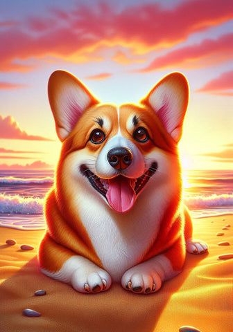 Corgi Pembroke Red-  Best of Breed DCR Summer Sunset Outdoor House and Garden Flag