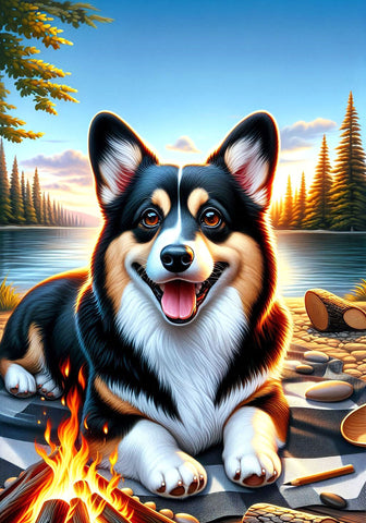 Corgi Pembroke Tri -  Best of Breed DCR Summer Camping   Outdoor House and Garden Flag