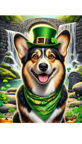 Corgi Pembroke Tri -  Best of Breed DCR Saint Patricks Day Day Outdoor House and Garden Flag