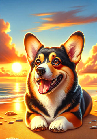 Corgi Pembroke Tri -  Best of Breed DCR Summer Sunset Outdoor House and Garden Flag