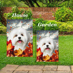 Coton De Tulear - Best of Breed  Fall Leaves Outdoor House and Garden Flag