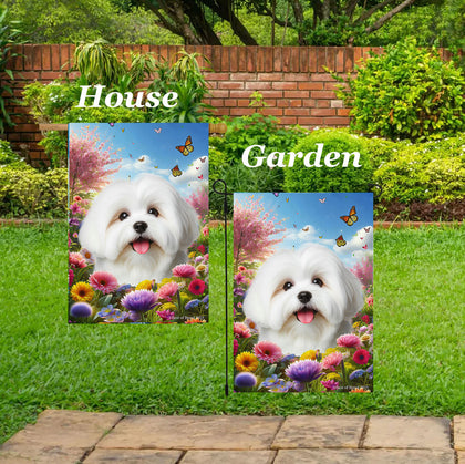 Coton De Tulear - Best of Breed  Spring Butterflies Outdoor House and Garden Flag