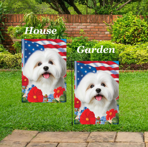 Coton De Tulear - Best of Breed  Patriotic I All-American Outdoor House and Garden Flag