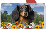 Dachshund  B/T Longhair - Best of Breed Summer Flowers Mailbox Cover Hi-Grade Vinyl 6" x 19"