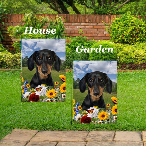 Dachshund Black/Tan - Best of Breed  Summer Fields Outdoor House and Garden Flag