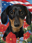 Dachshund Black/Tan - Best of Breed  Patriotic I All-American Outdoor House and Garden Flag