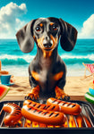 Dachshund Black and Tan Smooth - Best of Breed DCR Summer Outdoor Flag