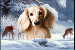 Dachshund Cream Longhaired - Best of Breed Winter Wonderland Floor Mat Tufted Loop 18" x 27"