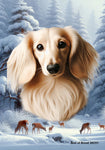 Dachshund Cream Longhaired - Best of Breed  Winter Wonderland Outdoor House and Garden Flag