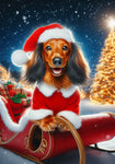 Dachshund Longhaired Red - Best of Breed DCR Christmas Outdoor House and Garden Flag