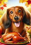 Dachshund Longhaired Red - Best of Breed DCR Thanksgiving Outdoor House and Garden Flag