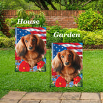 Dachshund  Red Longhaired - Best of Breed  Patriotic I All-American Outdoor House and Garden Flag