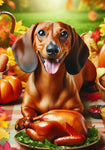 Dachshund Red  Smooth - Best of Breed DCR Thanksgiving Outdoor House and Garden Flag