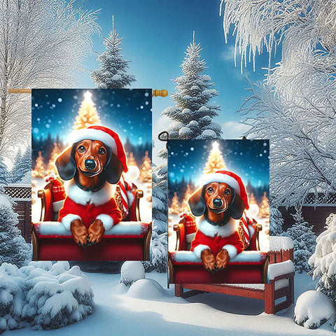 Dachshund Red  Smooth - Best of Breed DCR Christmas Outdoor House and Garden Flag