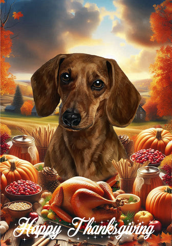 Dachshund Red Smooth - Best of Breed  Thanksgiving Outdoor House and Garden Flag