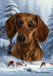 Dachshund Red Smooth - Best of Breed  Winter Wonderland Outdoor House and Garden Flag