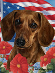 Dachshund Red Smooth - Best of Breed  Patriotic I All-American Outdoor House and Garden Flag