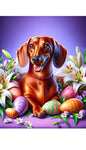 Dachshund Red  Smooth - Best of Breed DCR Easter Holiday    Outdoor House and Garden Flag