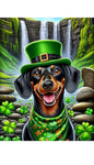 Dachshund Black/Tan Smooth - Best of Breed DCR Saint Patricks Day Day Outdoor House and Garden Flag