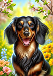 Dachshund Black/Tan Longhair - Best of Breed DCR Spring II    Outdoor House and Garden Flag