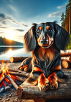 Dachshund Black/Tan Longhair - Best of Breed DCR Summer Camping   Outdoor House and Garden Flag