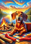 Dachshund Red  Smooth - Best of Breed DCR Summer Camping   Outdoor House and Garden Flag