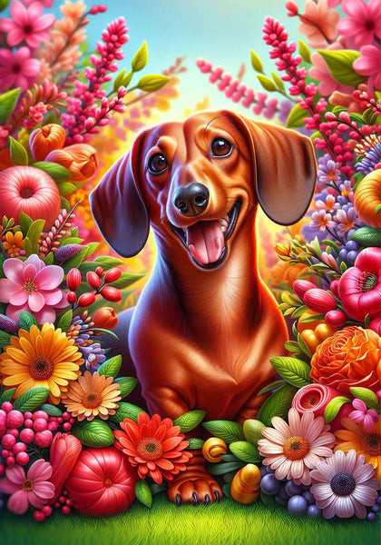 Dachshund Red  Smooth - Best of Breed DCR Spring II    Outdoor House and Garden Flag