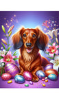 Dachshund Longhaired Red - Best of Breed DCR Easter Holiday    Outdoor House and Garden Flag