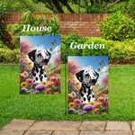 Dalmatian Black/White - Best of Breed  Spring Butterflies Outdoor House and Garden Flag