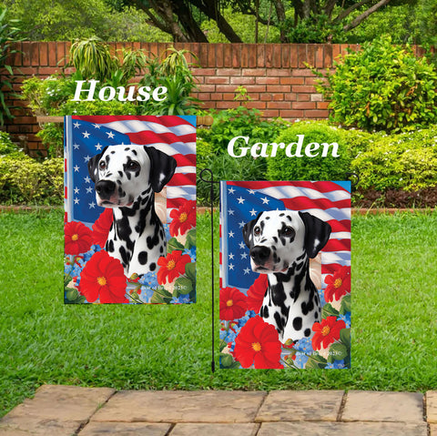 Dalmatian Black/White - Best of Breed  Patriotic I All-American Outdoor House and Garden Flag