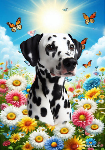 Dalmatian Black/White - Best of Breed  Summer Butterflies Outdoor House and Garden Flag