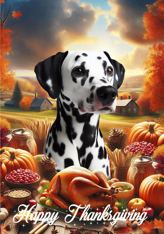 Dalmatian Black/White - Best of Breed  Thanksgiving Outdoor House and Garden Flag