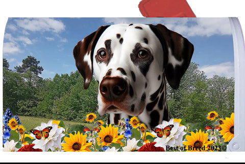 Dalmatian Liver/White- Best of Breed Summer Flowers Mailbox Cover Hi-Grade Vinyl 6" x 19"