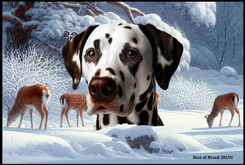 Dalmatian Liver/White- Best of Breed Winter Wonderland Floor Mat Tufted Loop 18" x 27"