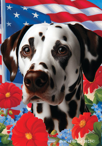 Dalmatian Liver/White- Best of Breed  Patriotic I All-American Outdoor House and Garden Flag