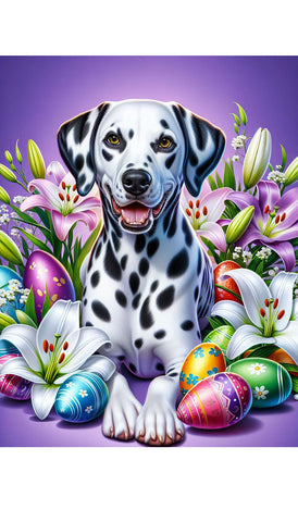 Dalmatian Black and White - Best of Breed DCR Easter Holiday    Outdoor House and Garden Flag