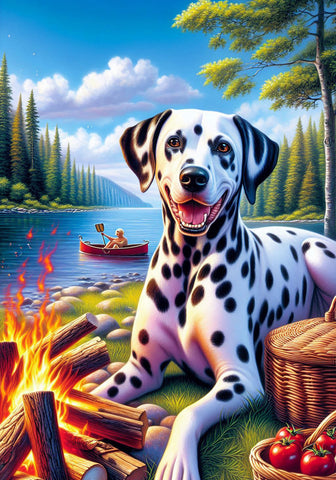 Dalmatian Black and White - Best of Breed DCR Summer Camping   Outdoor House and Garden Flag