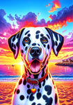 Dalmatian Black and White - Best of Breed DCR Summer Sunset Outdoor House and Garden Flag