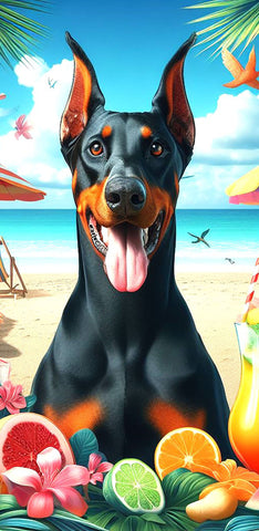 Doberman Blackand Tan - Best of Breed DCR 100% Poly Velour Micro Fiber Beach Towel Quick Dry 30" x 60"